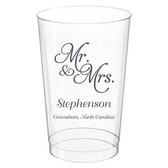 Elegant Mr. & Mrs. Clear Plastic Cups